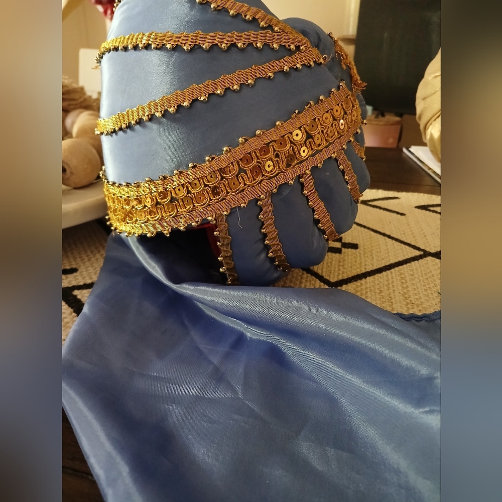 Elegant Blue and Gold Women's Hat/turban - Picture 2 of 3